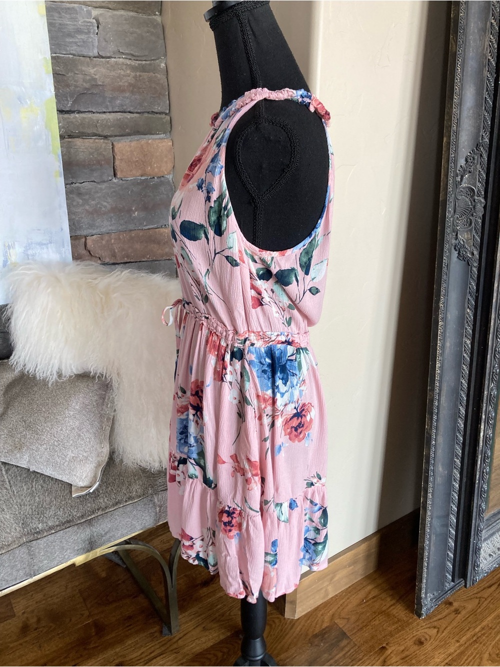 Band Of Gypsies Floral Sleeveless Mini Dress Western Boho - Picture 6 of 9
